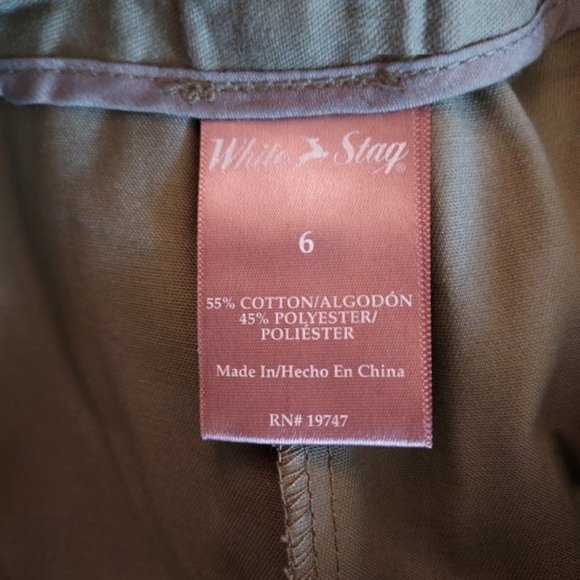 White Stag Olive Leaves Capri with Stripe Belt Size 6 NWT - Picture 5 of 6